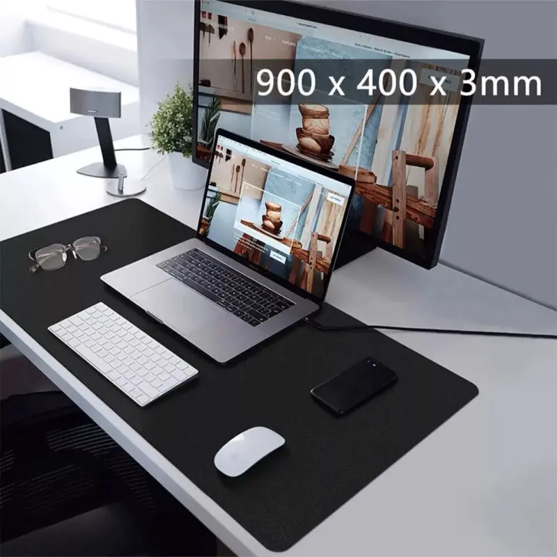 Black Anti-Slip Gaming Mouse Mat for PC Laptop Keyboard Desk Pad - 90x40cm Extra Large