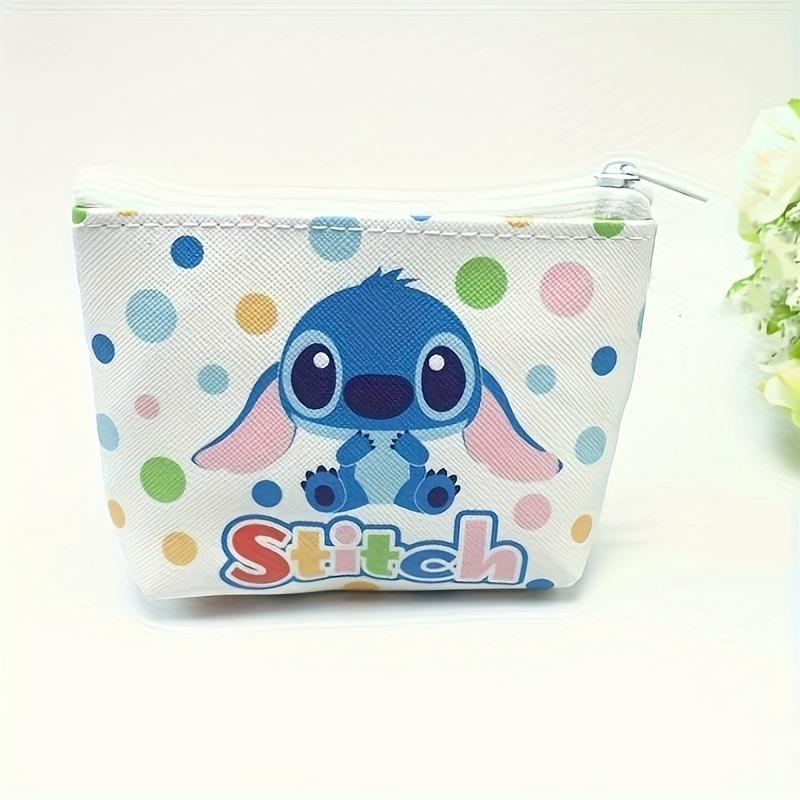 Product Introduction of Stitch Themed Wallet - Colorful Cartoon Print Mini Coin Purse with Zipper, PU Material, Portable Card Holder Keychain Accessory 5