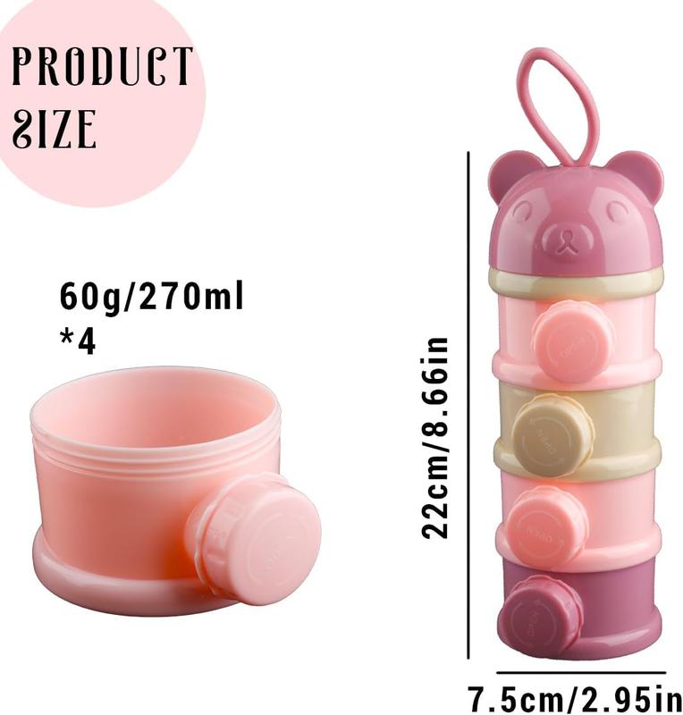 Portable Baby Milk Powder Dispenser with 4 Layers Formula Storage Container - 270ml per Layer 4