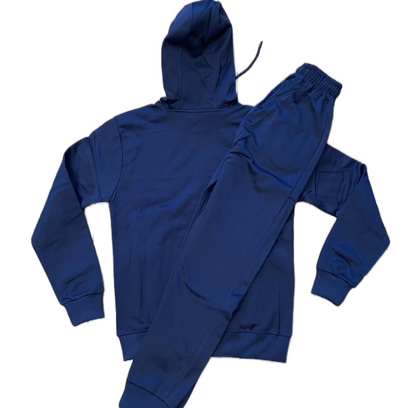 Men’s Poly Tracksuit Navy Zipped Casual Top Bottoms  Reflective Stylish Gym 5