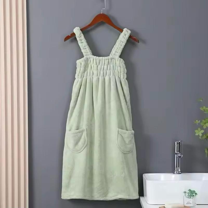 Women's Velvet Bath Towel Dress - Soft and Absorbent - Enlarged Vest Bath Skirt - One Size Fits All 4