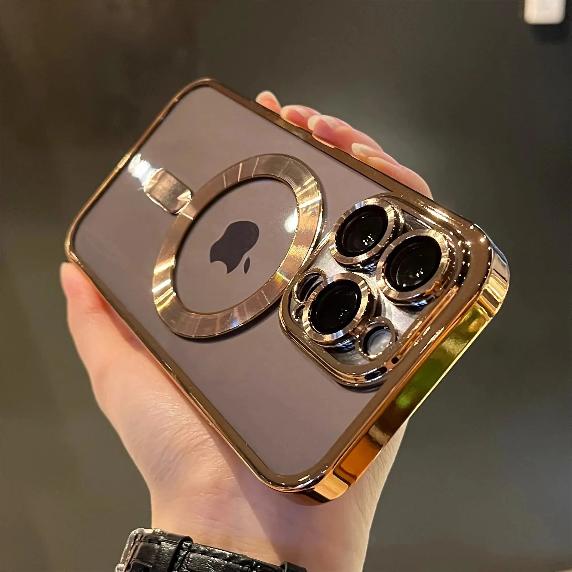 Luxury Magnetic Clear Case for iPhone 15 series and 16/16 Plus/16 Pro/16 Pro Max with Magsafe Wireless Charging and Shockproof Silicone Protection - Cellphone
