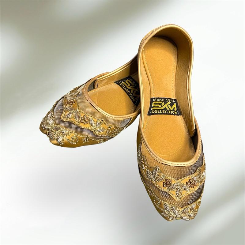 Gold Net Khussa pumps style for woems punjabi Jutti Pakistani Khussa Comfort Stylish Footwear Women Girl 3