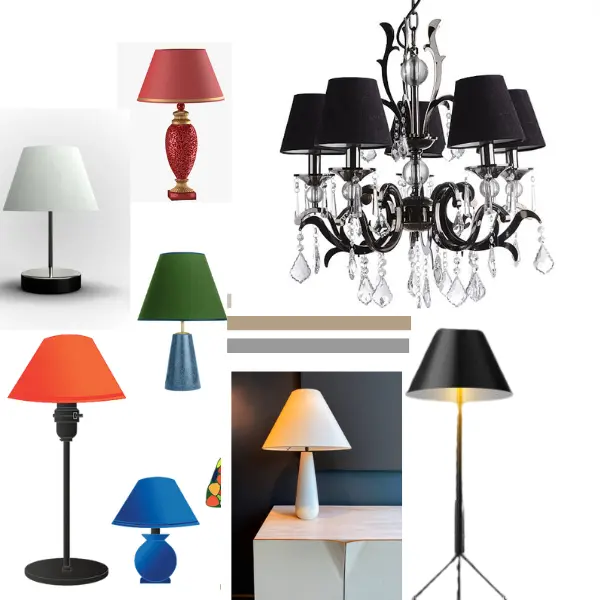 12" Cotton Coolie For Table Lamp & Ceiling Light, Cotton Coolie Lampshade 12" / 30cm - Primrose Yellow, Navy,  Green,  Red, Cream, White or Grey (Navy Blue) livingroom  lighting