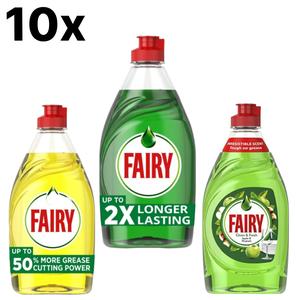 10 x Fairy 320ml Washing Up Liquid – Lemon, Original, or Apple & Rhubarb Scent – Powerful Grease-Busting Formula for Sparkling Clean Dishes Household Perfume Scented