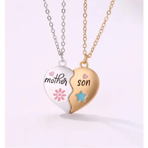 Mother Daughter Necklace Set – 2PCS Heart Magnetic Pendant, 18k Gold Plated, Engraved "Mother" & "Daughter", Adjustable Chain, Perfect Gift for Special Occasions promise jewellery 6