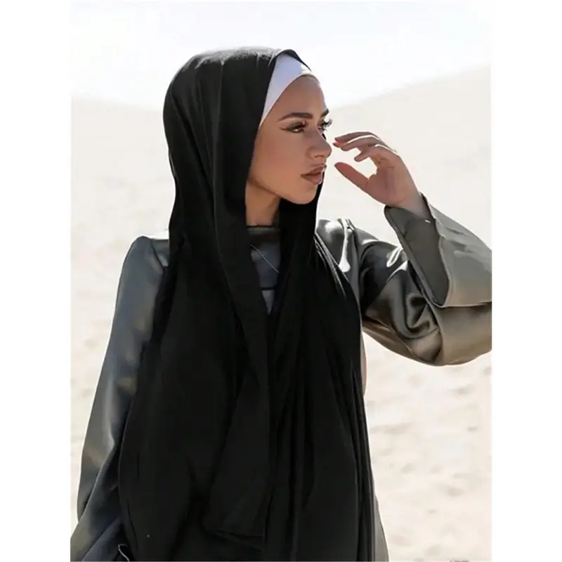 1pc New Style Large Size Jersey Hijab Shawl Soft Casual Solid Color Women Scarf 4