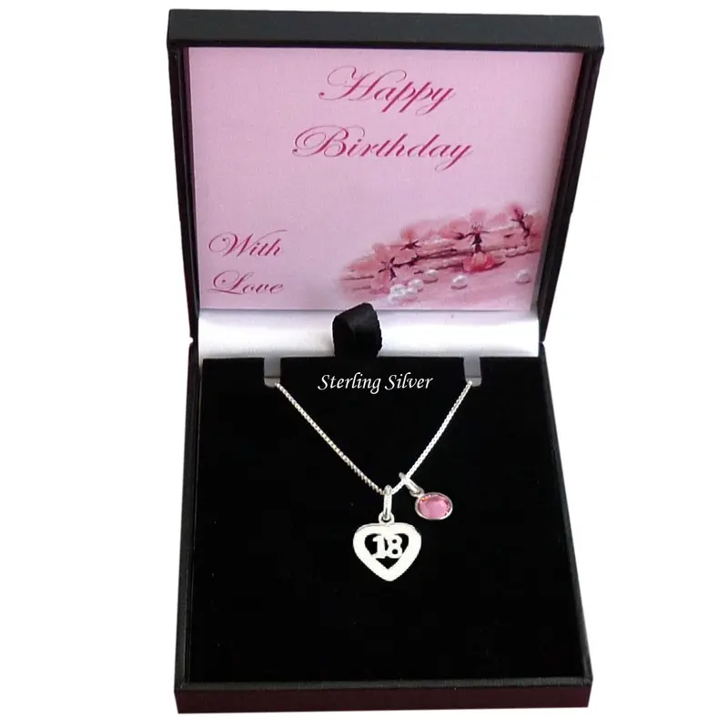 Birthstone Necklace with 18 Pendant, Sterling Silver for a Special Daughter, Sister, Friend, Niece,  Granddaughter, Goddaughter etc. 5