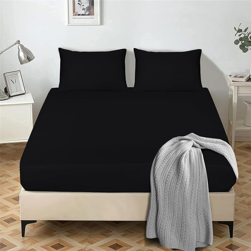 Microfiber Fitted Bed Sheet 26cm Extra Deep Pocket Fitted Bed Sheet Silky Soft Comfy &Breathable Luxury for All Uk Size Thick Mattress Available In 10 Different Color 2