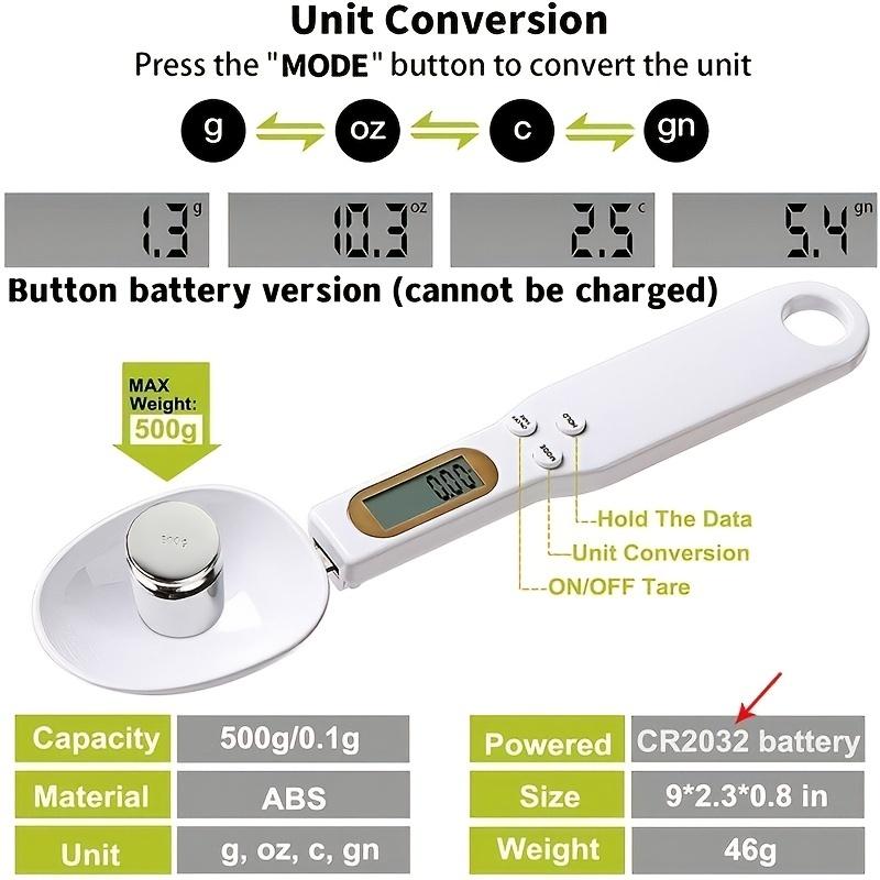 Accurate Measure Digital Kitchen Scale Spoon - LCD Display, 0.1g-500g Precision, Button Battery-Powered, Ideal For Cooking, Baking, And Portion Control Measuring Utensils 6