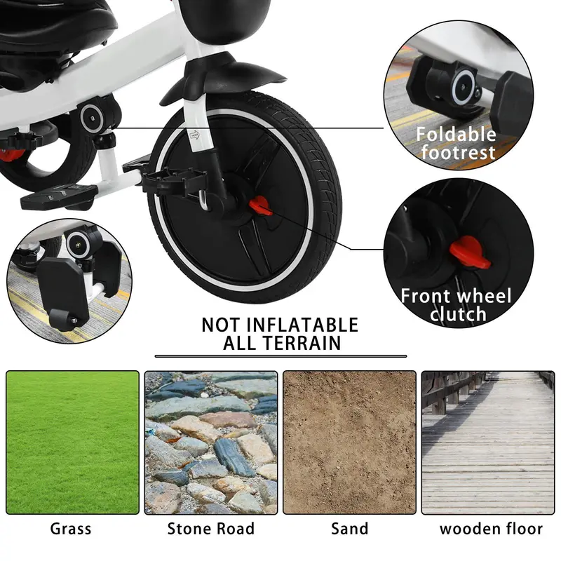 Ubravoo Baby Stroller Tricycle Ride Bike , 360 Degree Rotation Sitting & Lying,Celerity Disassembly & Assembly,1-5 Years 4