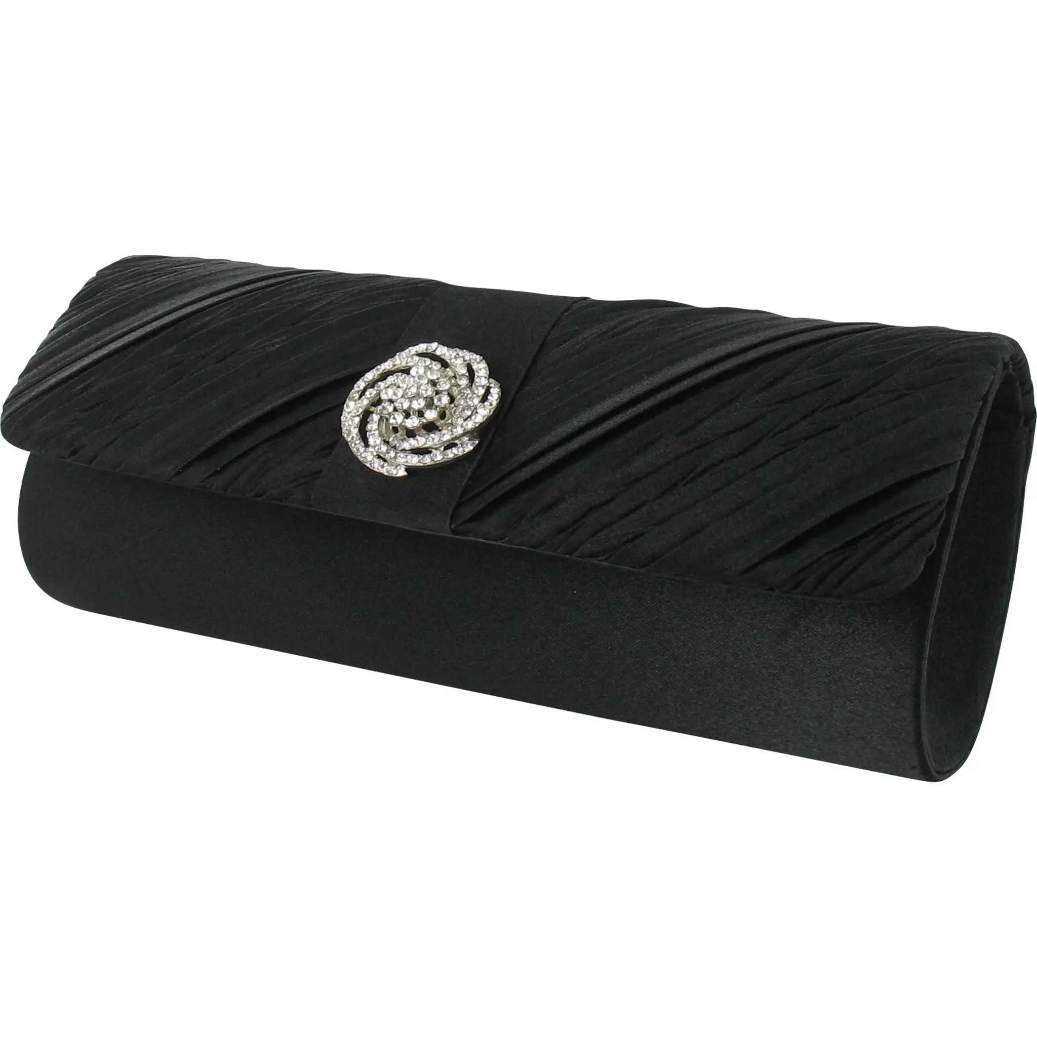 LEXUS Belinda Taupe Satin Textile Clutch Bag with Diamante Trim