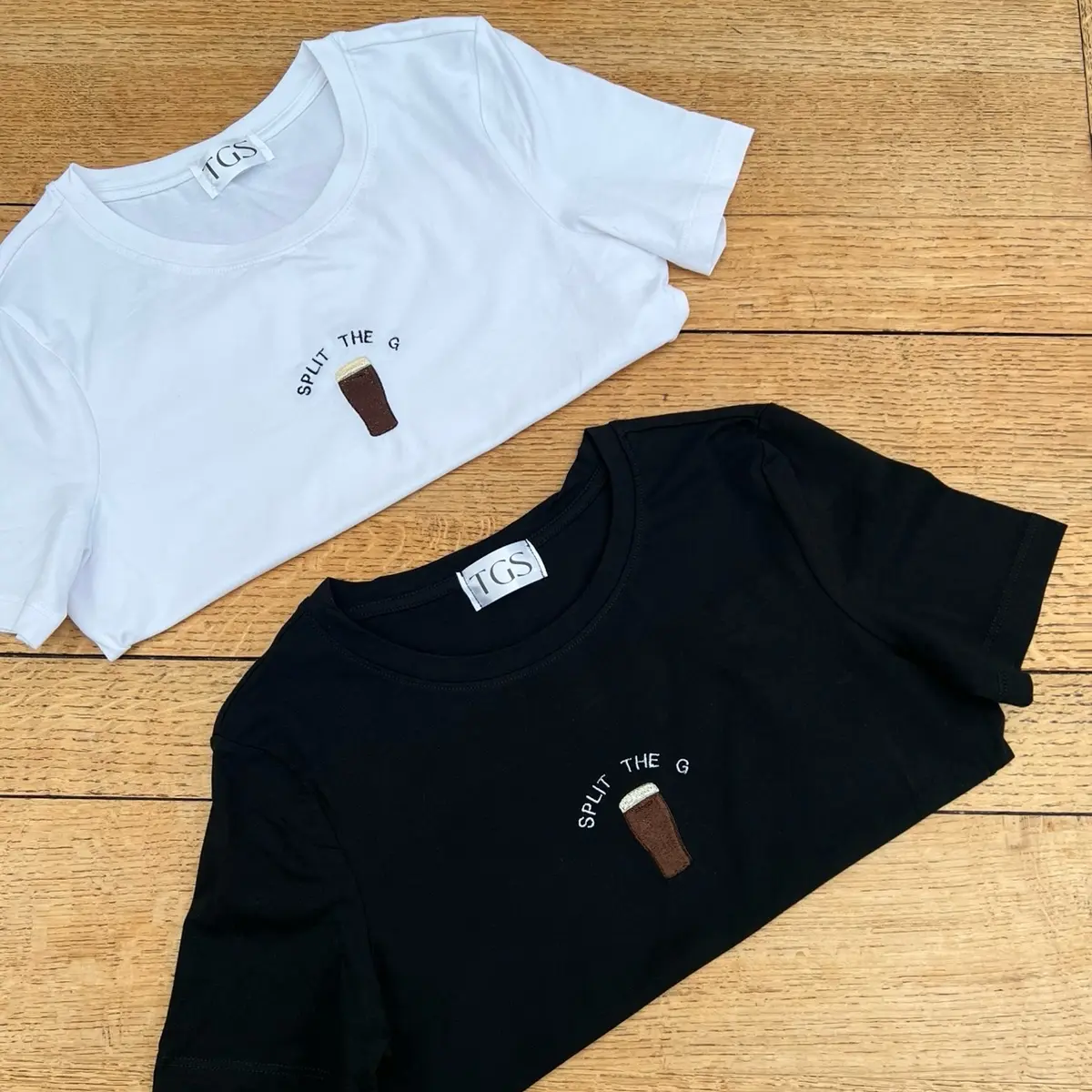 Split The G Baby Tee Embroidered Crop Top St Patrick’s Day, Guinness Womenswear Fitted, Irish