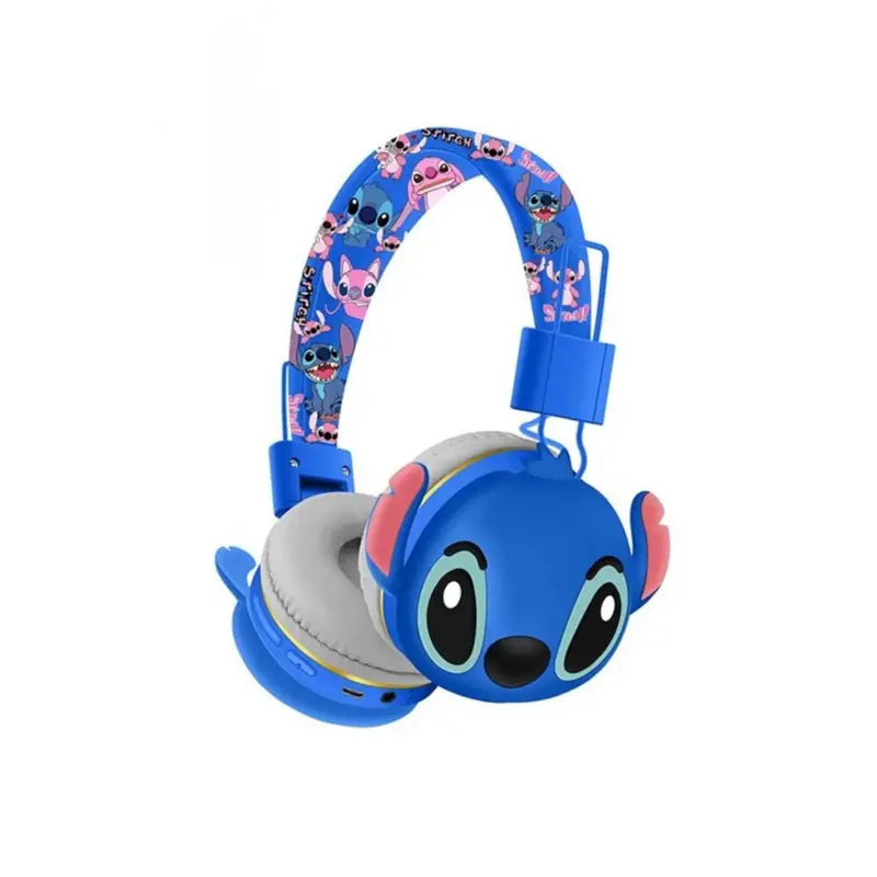 AH-906 Stitch Cartoon Headphones Foldable Heavy Bass Children Student Head Cover Bluetooth Headphones 2