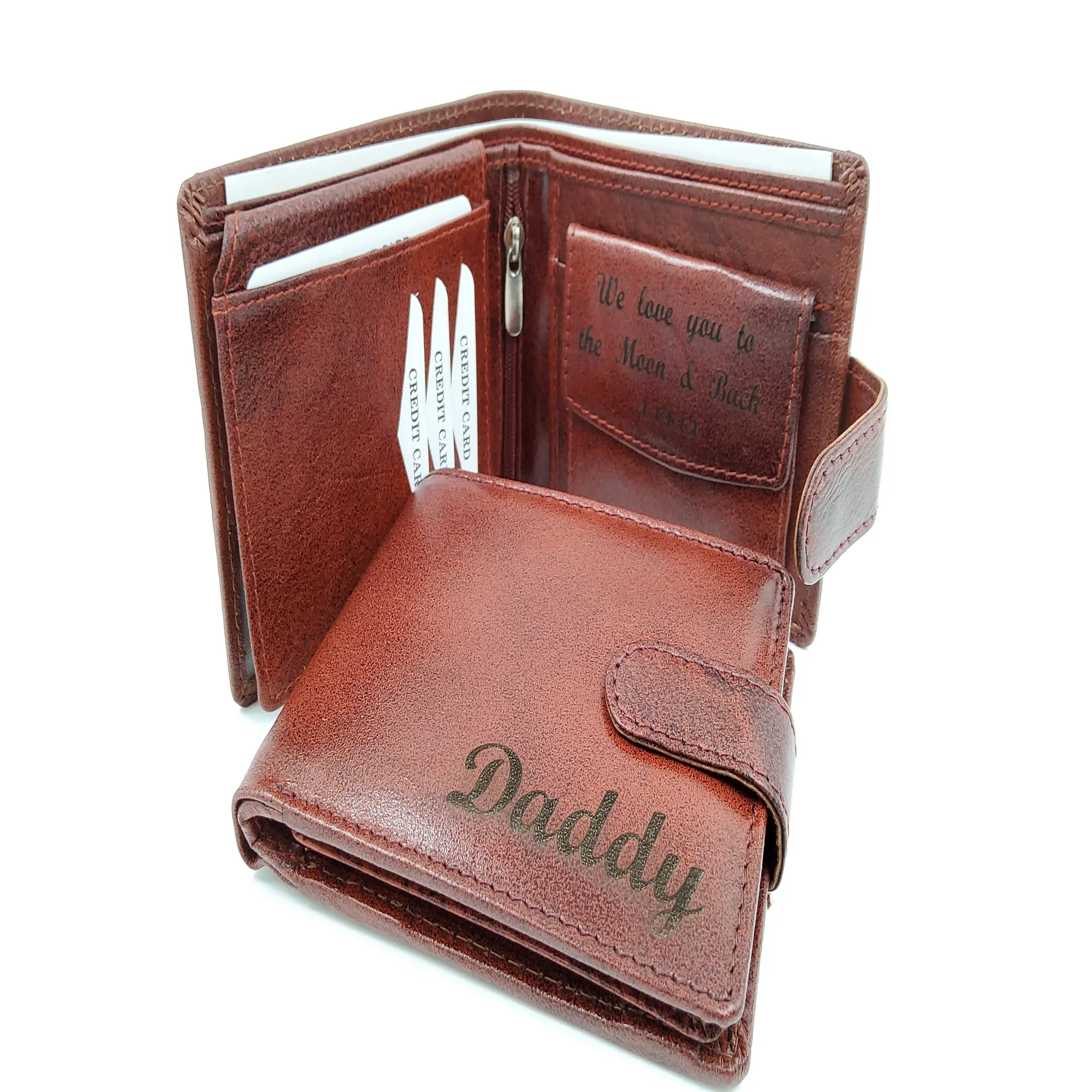 Brown leather clasp wallet personalised wallet for him Mens Brown Wallet RFID Blocking Genuine Leather wallet , Men Wallet with Zip closure  Card Holder Engraved Dad Gift, Men's Wallet,  Personalized Wallet, Engraved Wallet, Gift For Him, Groomsman Gift