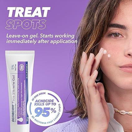 Face Gel 15 g, For Acne Treatment and Spot Treatment With 5 Percent Benzoyl Peroxide For Blackheads and Acne Prone Skin, 15 g (Pack of 1) 1