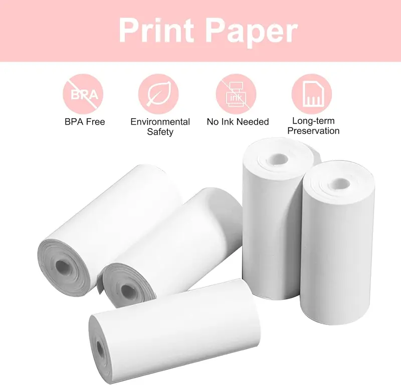 【UK SELLER Delivered with in 48H】Thermal Paper Roll, 5 Rolls Camera Print Paper Non-Adhesive Camera Printer Paper Mini Creator Camera Refill Paper Roll Bill Receipt Printing Paper Rolls for Kids Instant Print Camera 57mm*30mm 3