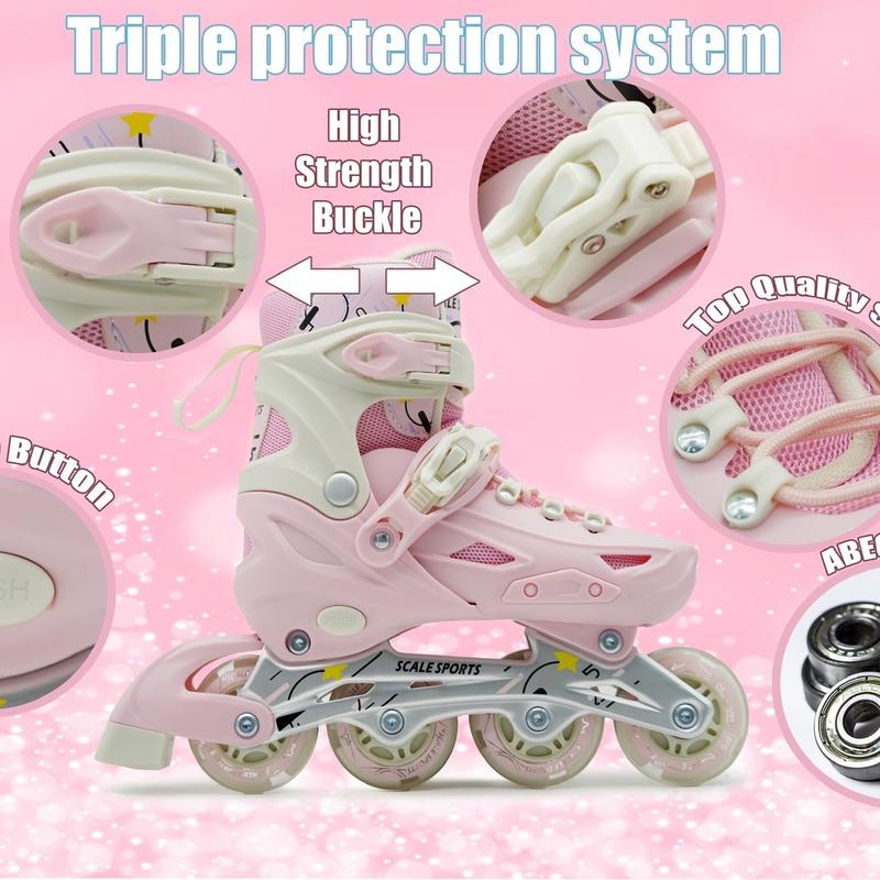 Scale Sports - Adjustuble Roller Skates with light up wheels for children and adults - Kids Inline Roller boots with storage bag for toddler, Roller blades for girls, boys, professional and beginner. 9