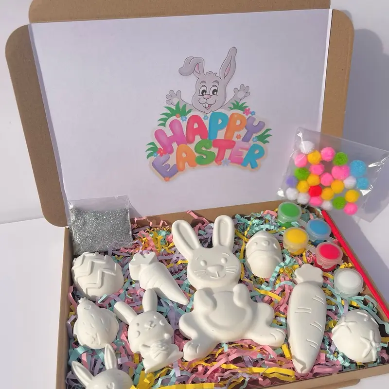 BUNDLE Easter Paint Kit -  Kids Activity Box Bunny Rabbit and Eggs - DIY Craft Box 8