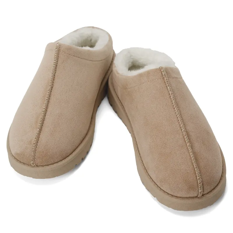 Ready Salted Autumn Winter Warm SuedeBraided Outdoor Slippers Fashion GenuineLeather Fluffy Fur Lining Shoes for AutumnWinter Flat Sole and Platform Sole 2 StylesOptional 3