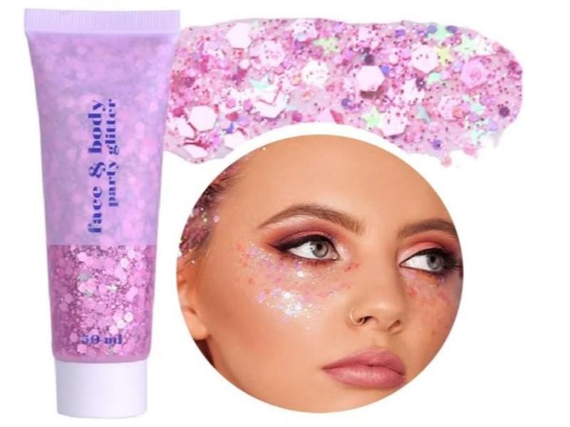 Mermaid Sequins Liquid Holographic Glitter Gel for Face Hair Nails - 50ML Pink 0