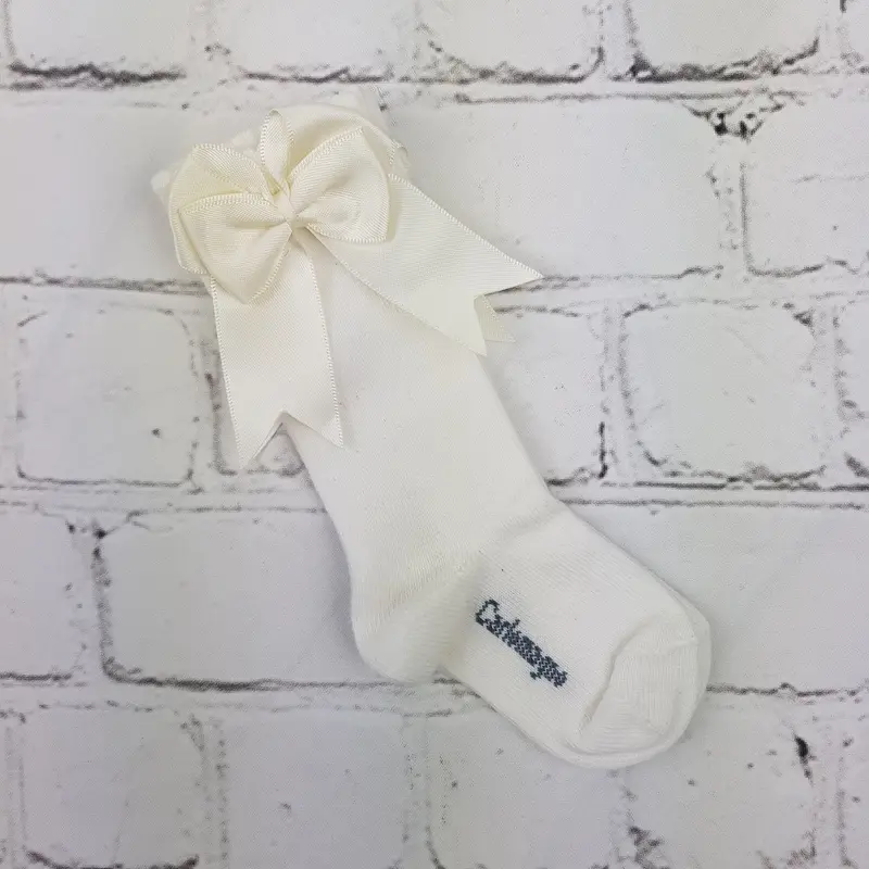Carlomagno Cream Bow Knee High 1