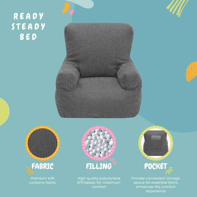 Indoor Bean Bag Armchair Cord Beanbag Chair Kids Piuffes with Back Pocket 3
