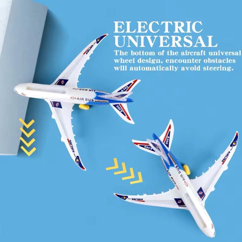 Airplane Toy Kids Airbus A380 Large & Small Size Aeroplane Toys Electric with Flashing Lights LED & Music Bump & Go Educational Toys For Toddlers Children Boy & Girl Best for Birthday Christmas Gifts Present 8