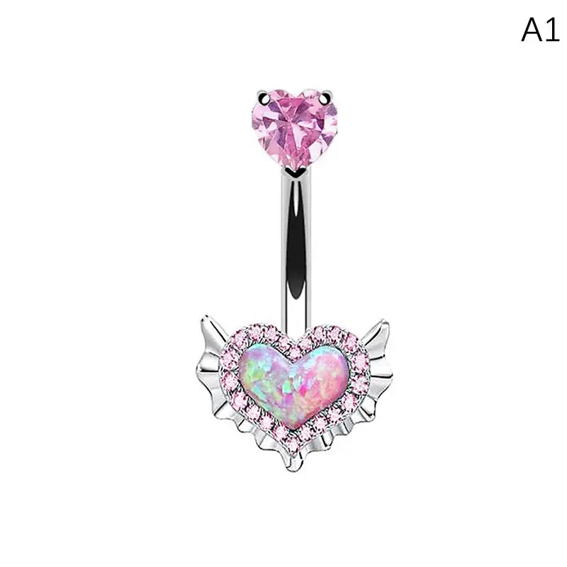 1PC Sweet Heart-shaped Belly Button Ring Nipple Rings Lip Nails Ear Bone Studs Piercing Nose Piercing Fake Septum Jewelry 5