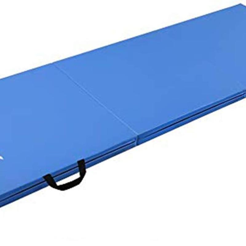 Folding Gymnastics Exercise Mat with Carry Strap - 5cm Thick Foam PU Leather Non-Slip Home Gym Yoga Mat 7