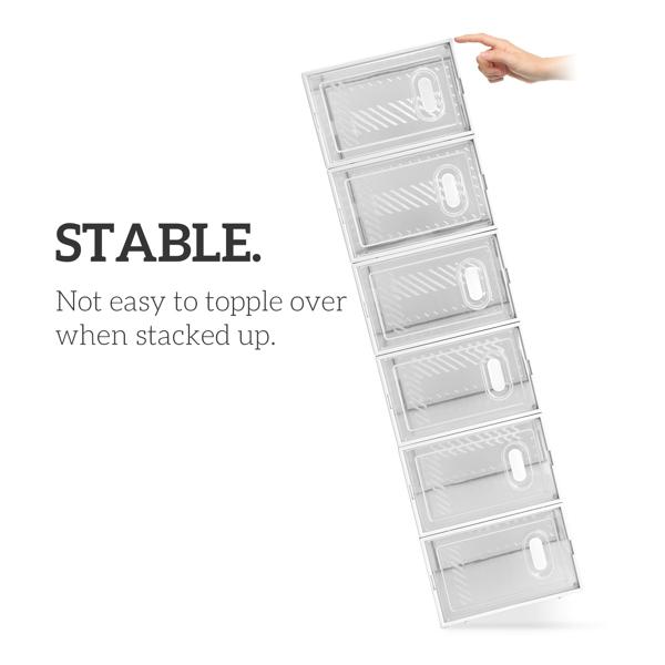 18 Boxes Set Clear Stackable Shoe Storage Box - Durable White Plastic Case Organizer for Men’s & Women’s Shoes (Size 5-10 / EU 37-44) | Easy to Installation, Assemble & Disassemble | Lightweight Transparent Design Rack Shelf Multicolor multifunctional 6