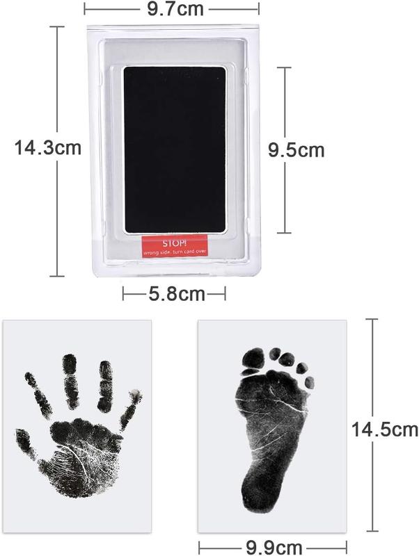 Baby Handprint and Footprint Kit, 3 Baby Inkless Print Pads, 6 Imprint Cards, Baby Footprint Kit,Safe Non-Toxic for Feet & Hand, Family Keepsake Black 4