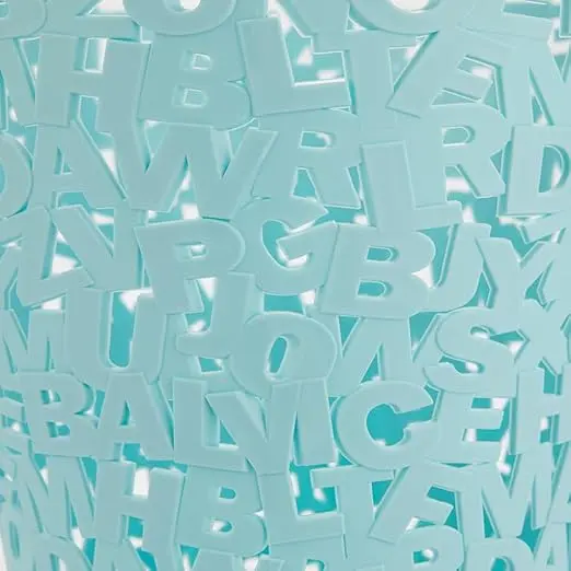Waste Paper Basket Turquoise Colour Paper Basket Original Letters Design Plastic 2