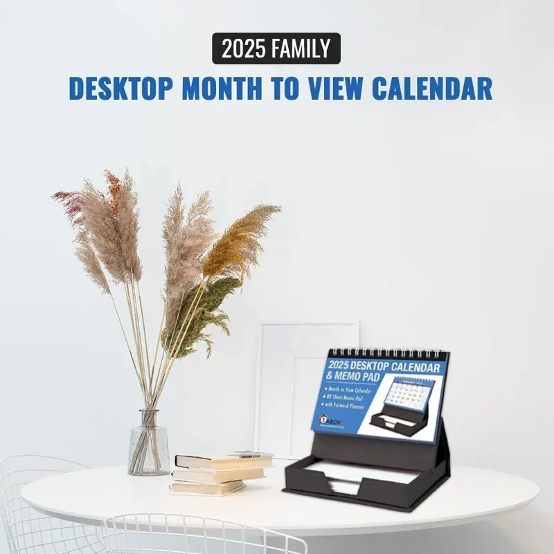 2025 Desktop Month to View Calendar, Tear Off and Memo Note Pad, Planners & Personal Organisers, Spiral Bound for Home Business Office School (Desktop) 2