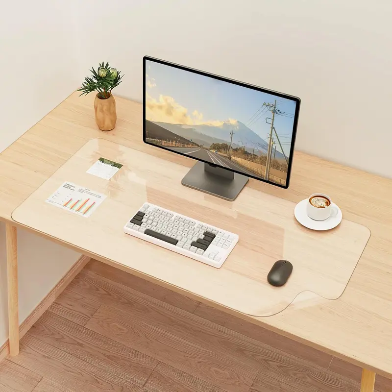 YSAGi Clear Desk Mat, Transparent Large Mouse Mat for Desk, Waterproof Clear Table Protector Desk Cover Mat, Non-Slip Desk Pad Desk Protector for Home and Office (90 x 43 cm) 0
