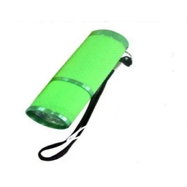 9 LED ULTRA BRIGHT GLOW IN THE DARK GREEN TORCHES INCLUDING BATTERIES