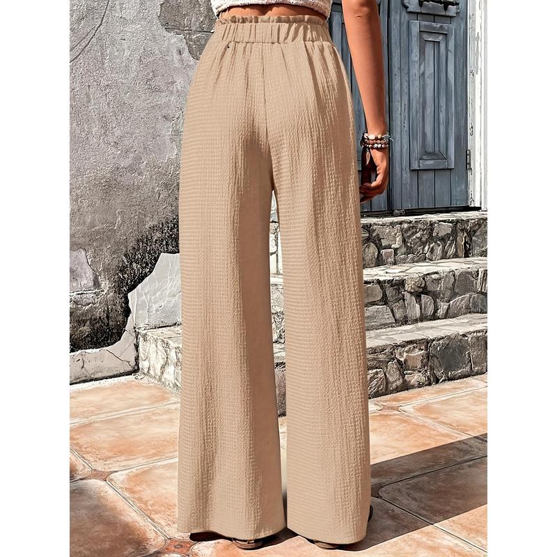 Chic Solid High Waist Wide Leg Pants - Breathable Casual Style for Spring & Summer - Fashionable Womens Clothing, Flattering Fit, Everyday Comfort 5