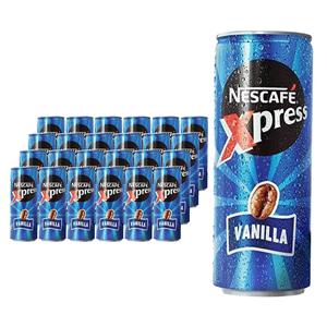 Nescafe Xpress Vanilla Ready To Drink Coffee - Pack of 24 x 250ml - Delicious Milk & Coffee Beverage in Can