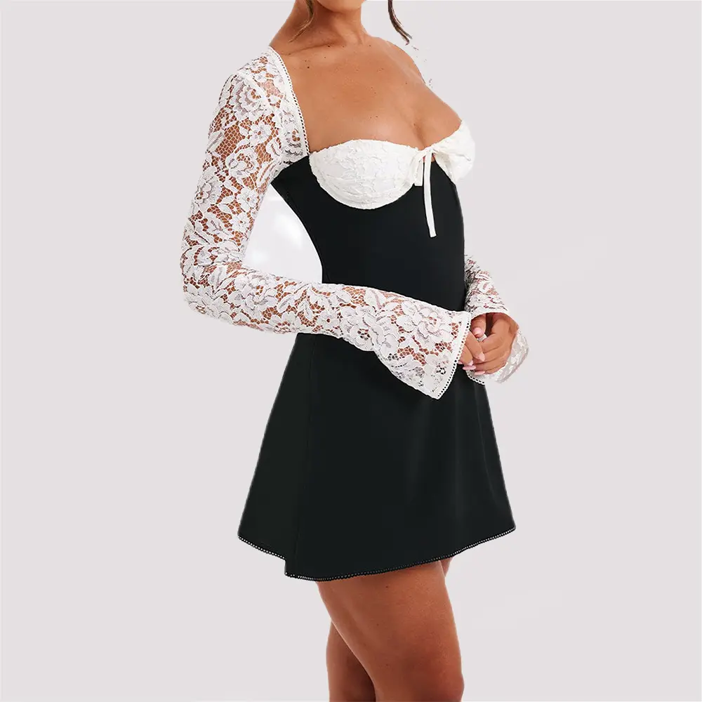 Aura Women's Long Sleeve Corset Mini Dress - Elegant and Classy - Backless - Summer Casual dress teen party dinner sandra holidate