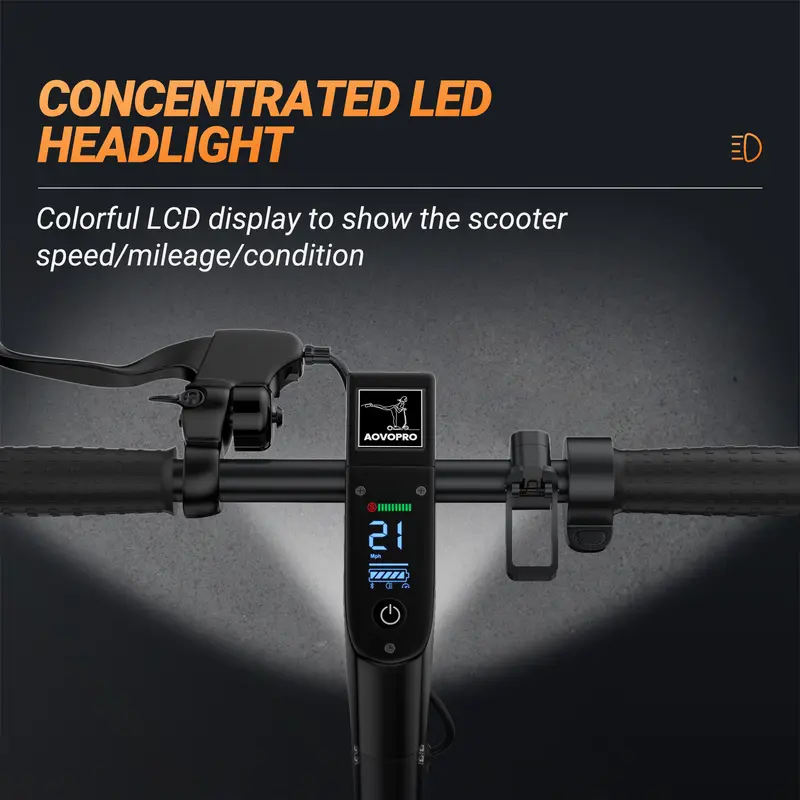 AOVOPRO Esmax High-Speed Electric Scooter - 42V 14.5Ah Lithium, 10" Air Tyres, 500W Motor, Aluminum Alloy, Dual Brake System, LED, App Control, 35-45KM Range, 25km/h Max Speed, Portable & Foldable, Black/White EScooter 5