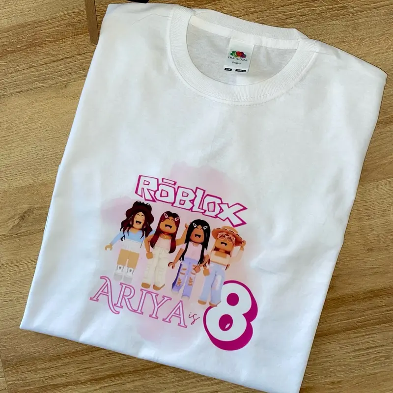 Personalised Roblox Birthday T-shirt, Roblox Birthday t-shirt, Roblox, Kids Roblox T-shirts, Kids Birthday T-shirts, Girls roblox tshirt 5