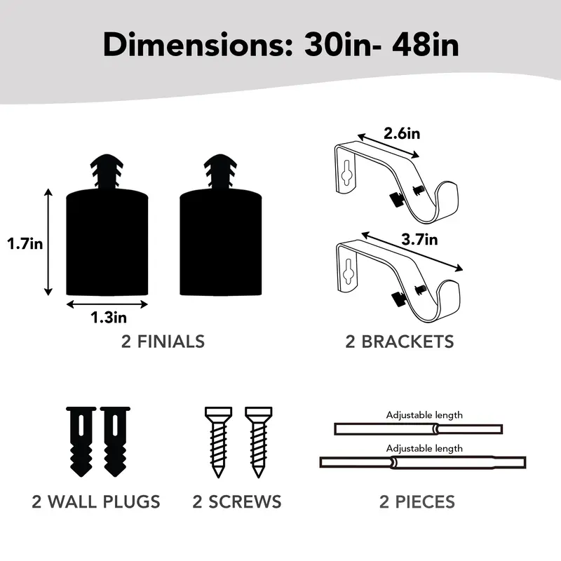 Deconovo Curtain Poles with Brackets and Finials, 25mm Extendable Decorative Curtain Rail, Sturdy Splicing Curtain Rod for Windows 4