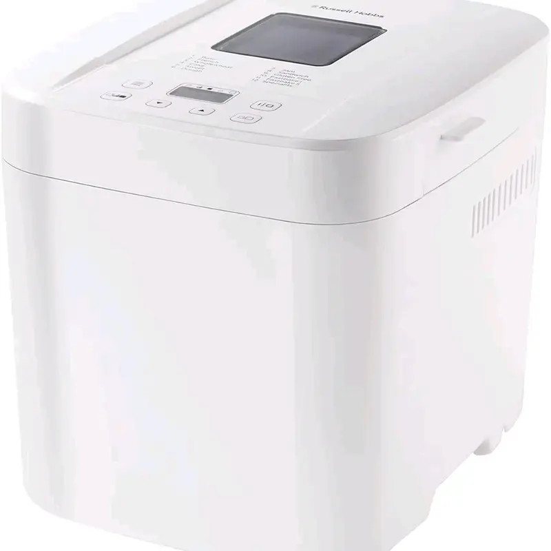 Russell Hobbs Electric Bread Maker, 12 Program Settings, Gluten-Free, 3 Crust Settings, Viewing Window, Auto Keep Warm, 550W - White 0