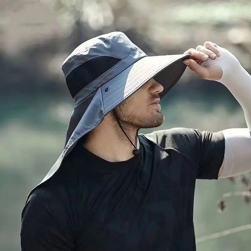 Unisex Wide Brim Boonie Hat With Adjustable Neck Strap, Breathable Mesh For Summer Sun Protection, UV Resistant Camping And Hiking Outdoor Hat 6