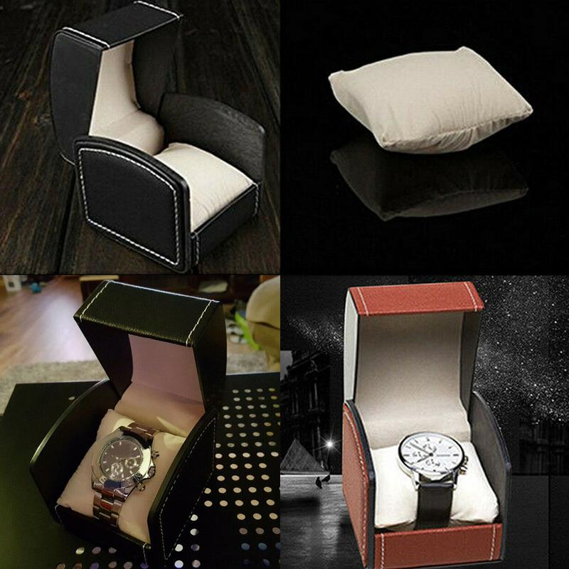 1 Pcs High Quality Single Watch Case, PU Leather Watch Travel Case with Removable Cushion, Jewelry Storage Case Organizer Portable Square Watch Box 2