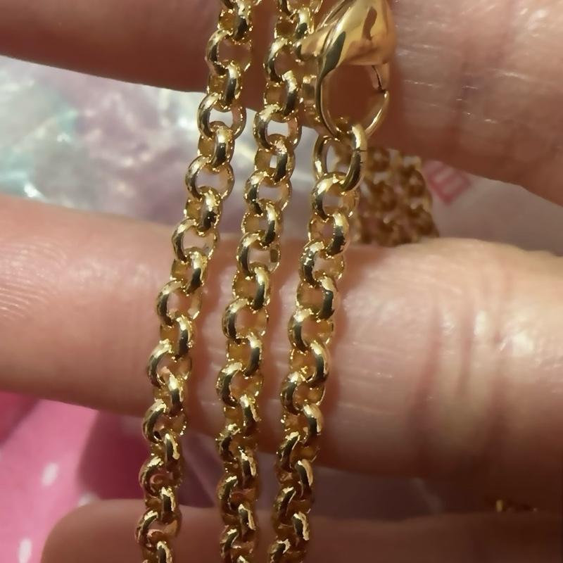 Unisex's necklace 9 carat 9k Yellow gold plated men women Rolo belcher chain necklace. All sizes , width=3mm , clasp style uk seller teens kids adults X-Large adults 2