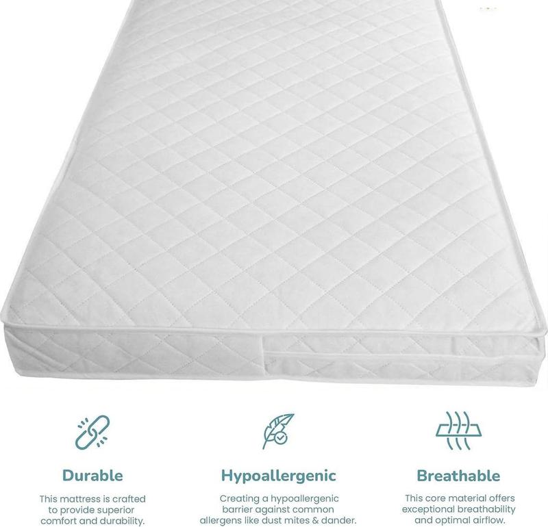 Product Introduction of Northern Luxe New Baby Travel Cot Bed Mattress Quilted Breathable - For Graco, Redkite And Mamas & Papas 95 x 65 x 5 cm Zip Removable White Cover Made UK Mattress 10