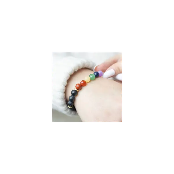 Seven Chakra Mixed Gemstone Essential Oil Bracelet 3