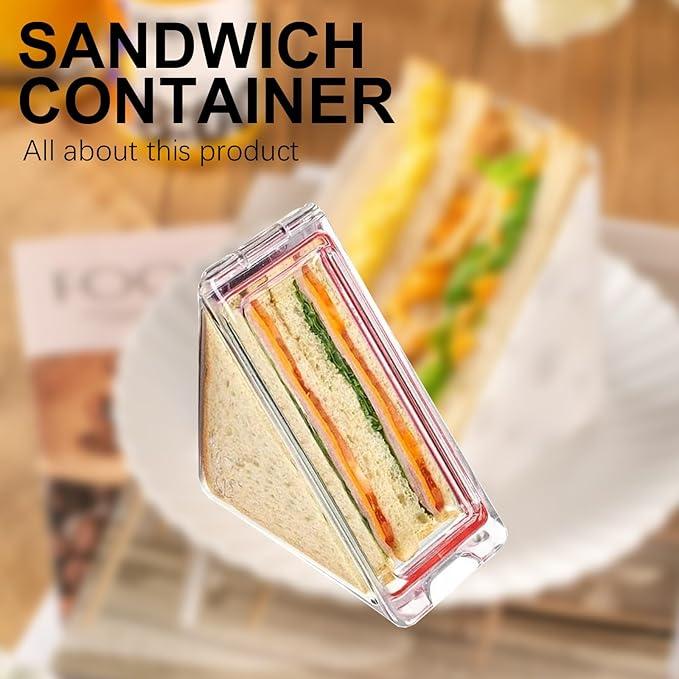 2 PCS Transparent Sandwich Container, Reusable Triangle Sandwich Container with Lids, Portable, Larger Upgraded Version Kitchen Utensils 4