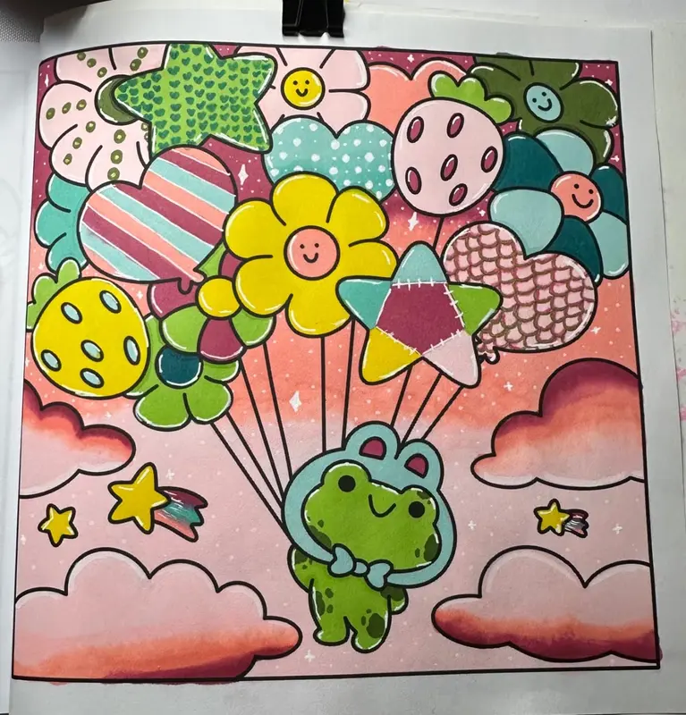 Froggy Days: A Kawaii Frog Coloring Book for Kids and Adults: Adorable Frog Adventures in Relaxing, Cute, and Fun Coloring Pages for All Ages 2